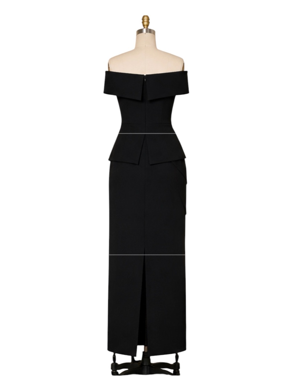 Xscape Jovie Peplum Dress Off Shoulder Black Scuba Crepe Excellent $259. Size 4 - Picture 5 of 10